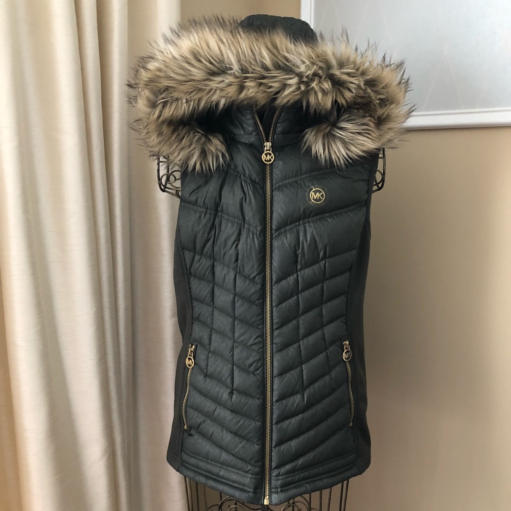 Michael Kors Women’s Dark Green/ Olive Fur Vest